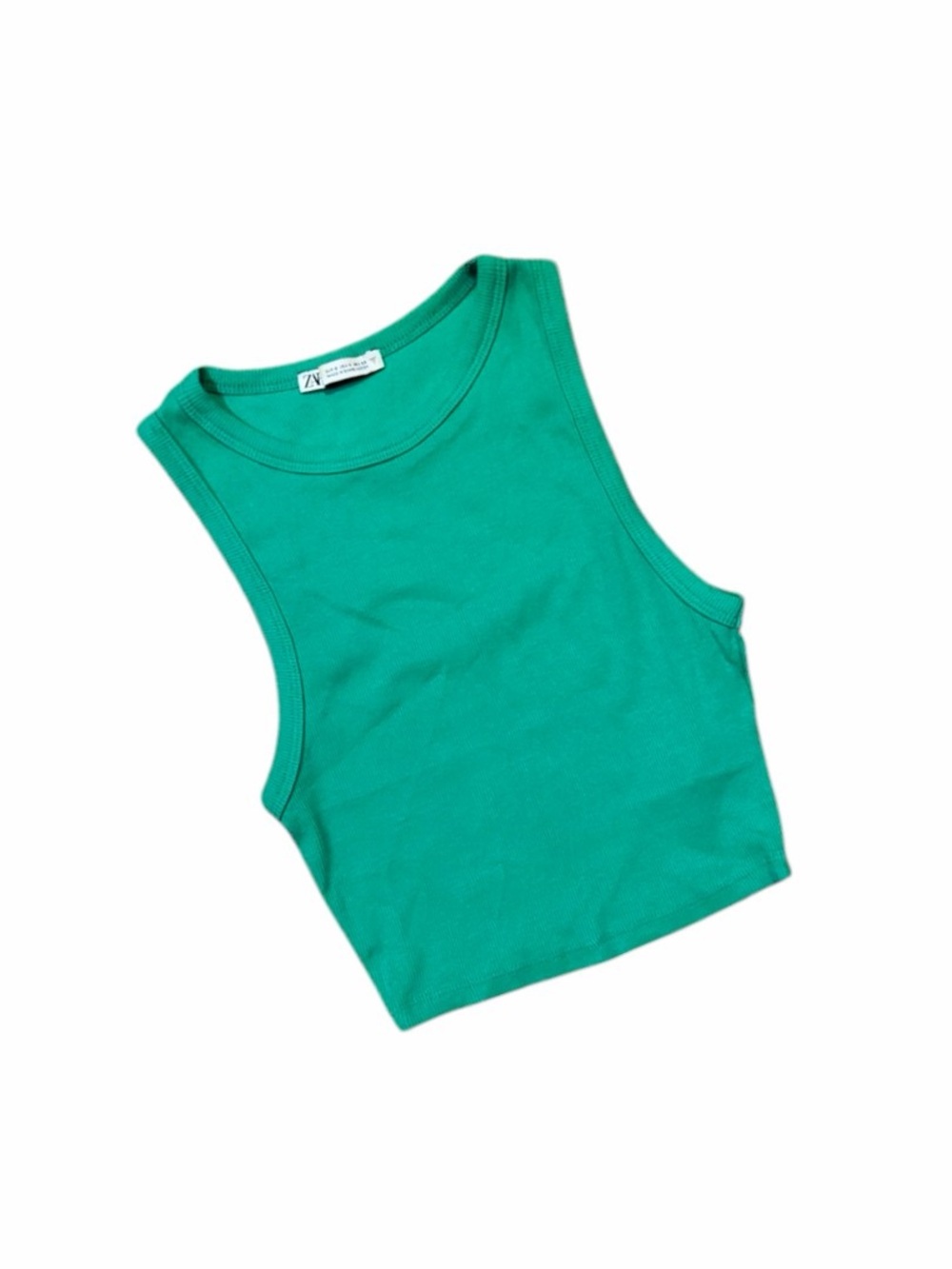 Zara Basic Rib Tank Top Green